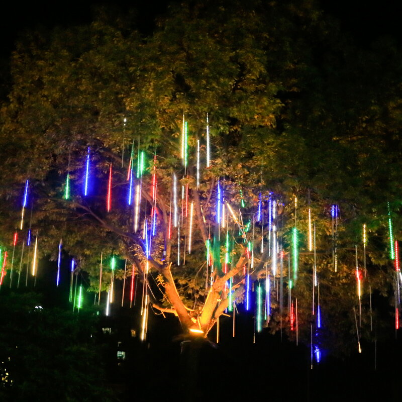 太陽能流星雨led燈彩燈閃燈串燈滿天星流水燈戶外防水掛樹上裝飾