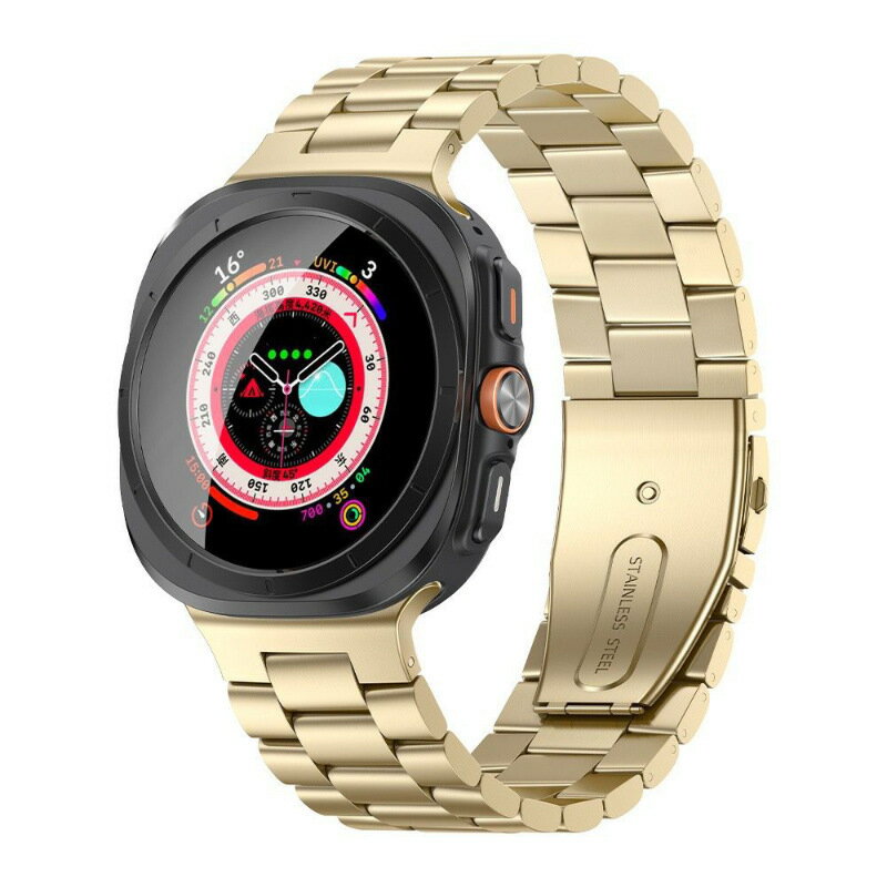 適用於三星 Watch7 Ultra三珠一體鋼帶 Galaxy Ultra47mm平扣表帶【宜家良品百貨】