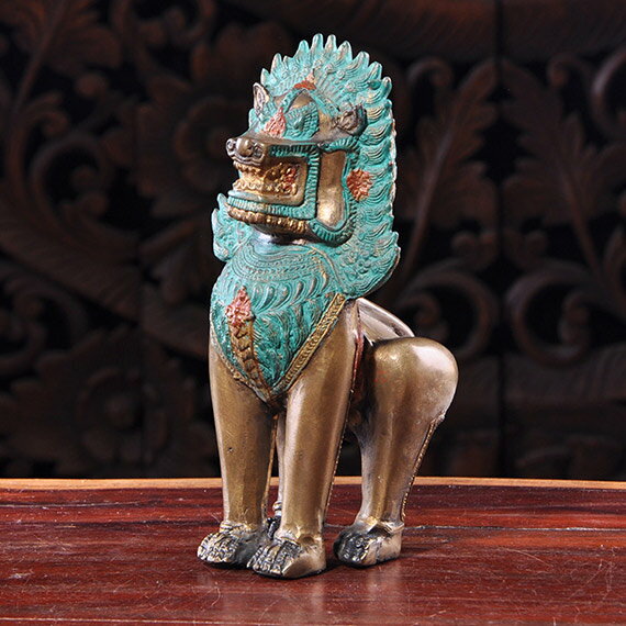泰國工藝品東南亞家居裝飾桌面銅質擺件辦公室桌面招財銅勝獅1入