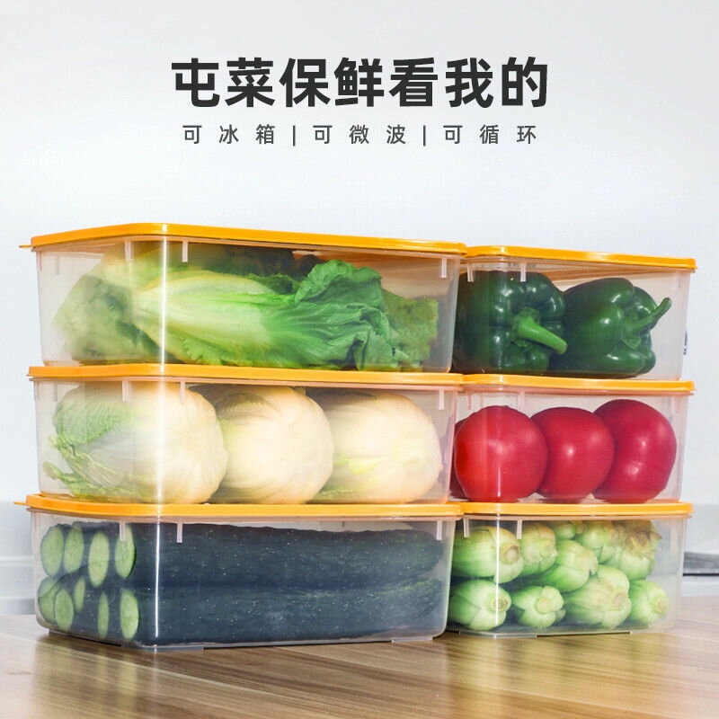 冰箱特大號保鮮盒野餐長方形儲物盒蔬果肉類保鮮冷藏盒家居收納