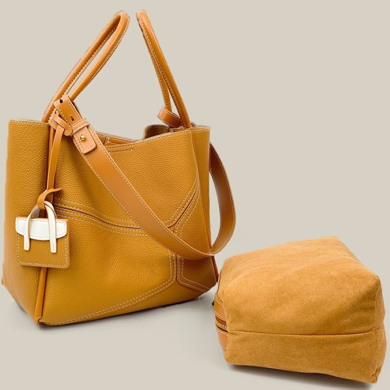 【米蘭精品】現貨+預購 真牛皮側背包手提包真皮革斜背包單肩包托特包隨身包-時尚通勤托特女包包4色74mk77