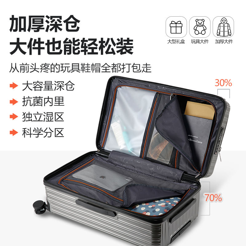 【臺灣公司 可打統編】VISHARK新款多功能拉桿箱前置開口大容量旅行箱行李箱學生密碼箱 h8154