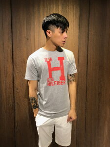 美國百分百【全新真品】 Tommy Hilfiger T恤 TH 男衣 短袖 T-shirt 素面 上衣 灰色 Ak08