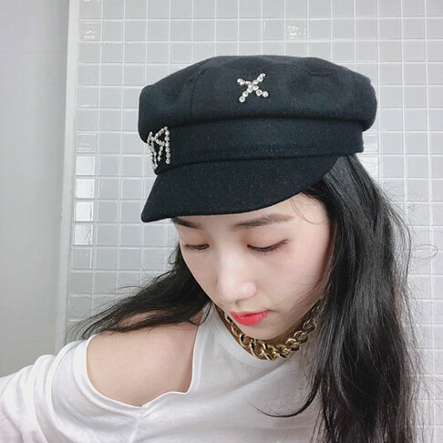 Annas Rb黑色毛呢水鑽報童帽海軍帽軍帽毛帽帽子刺繡字母平頂大牌小香風名媛貴婦韓國 Anna S Rakuten樂天市場 Annas Rb黑色毛呢水鑽報童帽海軍帽軍帽毛帽帽子刺繡字母平頂大牌小香風名媛貴婦韓國 Anna S Rakuten樂天市場