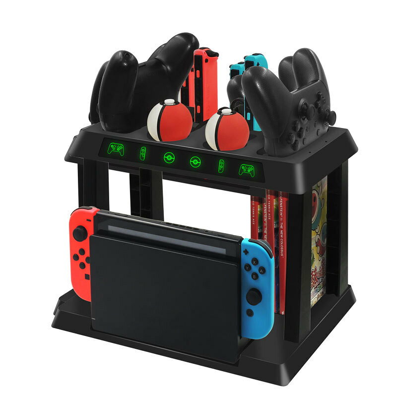 Switch多功能充電主機碟片收納支架Joycon PRO手柄精靈球充電底座
