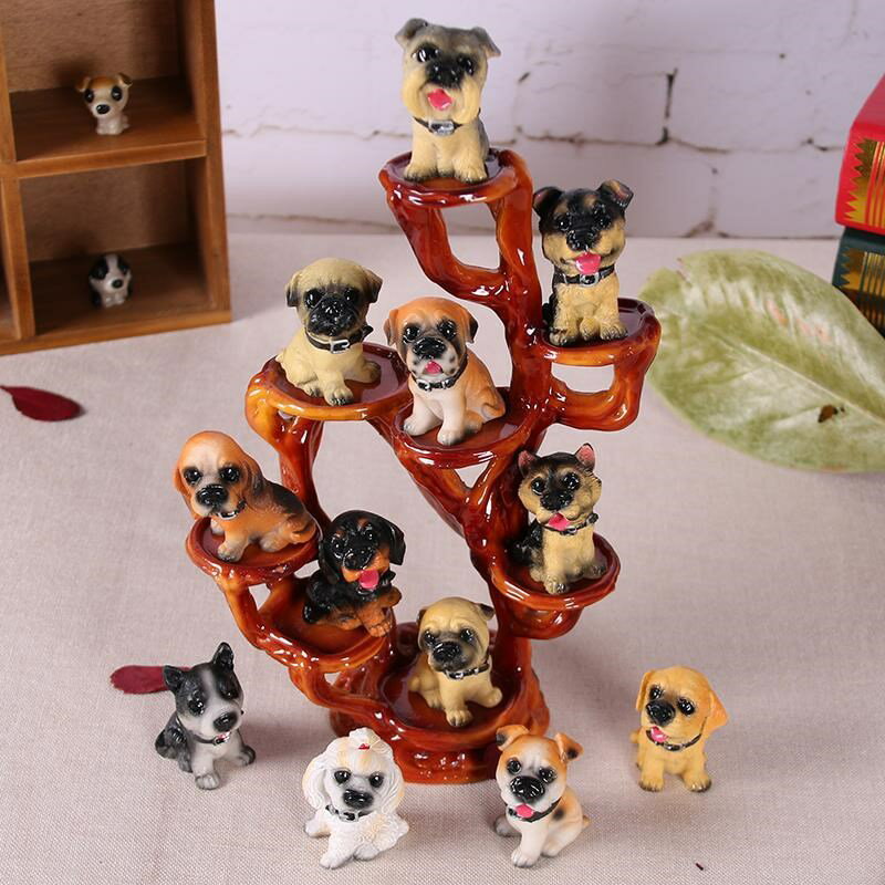 12名犬仿真小狗狗模型擺件書桌樹脂動物裝飾品創意工藝品生日禮物