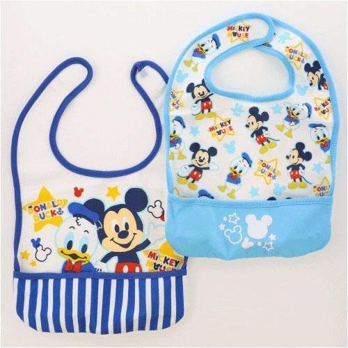 大賀屋 日貨 米奇 唐老鴨 圍兜兜 2入 防水 圍脖 幼稚園 兒童 嬰兒 兒童用品 嬰兒用品 迪士尼 正版 J00010069