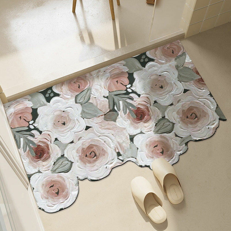 【免運】 浴室吸水地墊防滑衛生間門口腳墊清新花朵小地毯衛浴淋浴房門墊