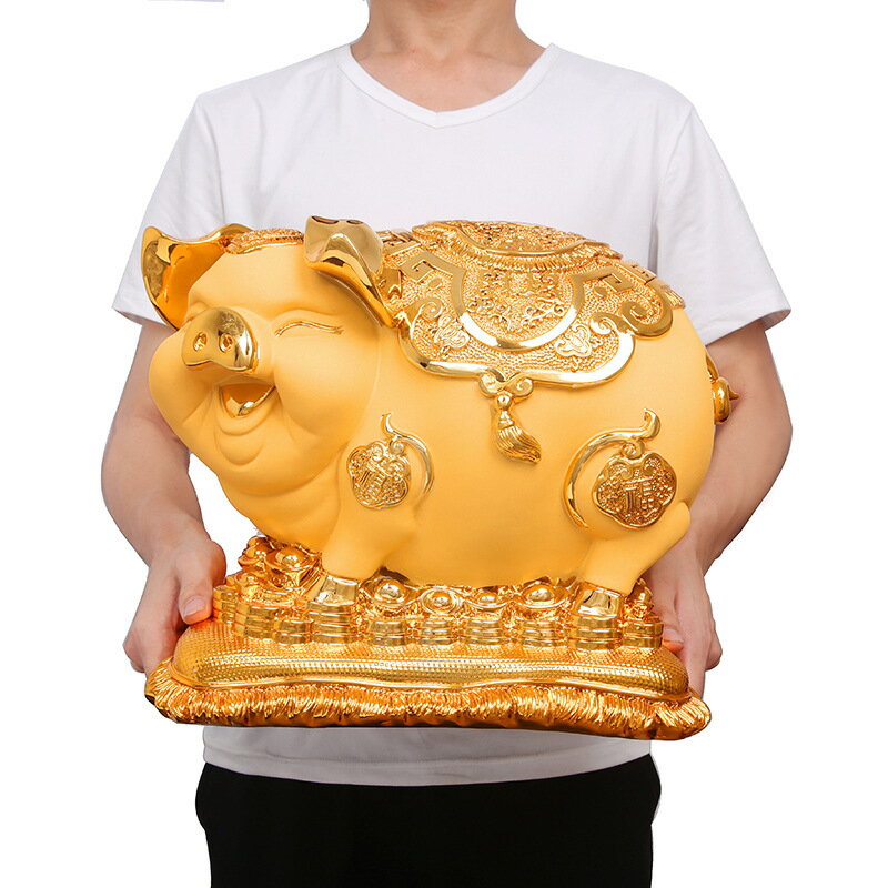 居家裝飾品擺飾 金豬存錢罐擺件 大小號樹脂工藝品豬年商務禮品客廳電視櫃裝飾擺設禮品風水擺件 工藝品禮品