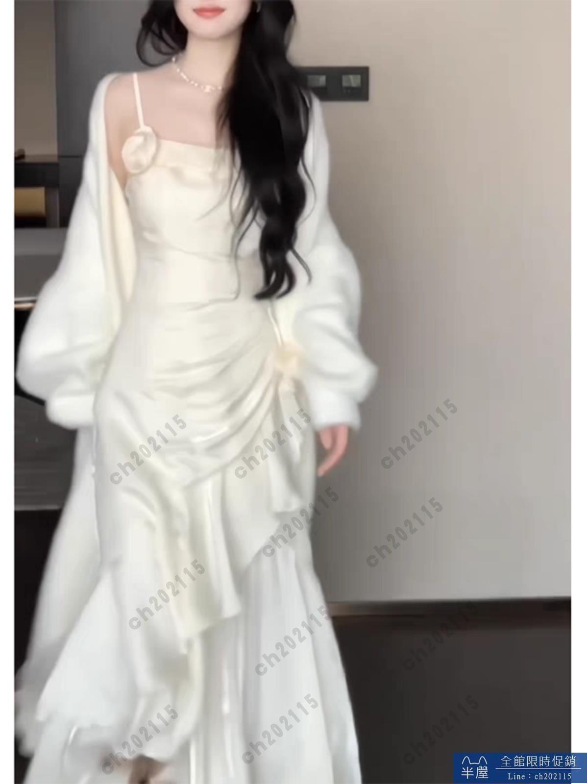 尾牙禮服 洋裝 法式party小禮服吊帶裙女早秋生日禮服高階輕奢小眾不規則魚尾裙交換禮物 三木優選