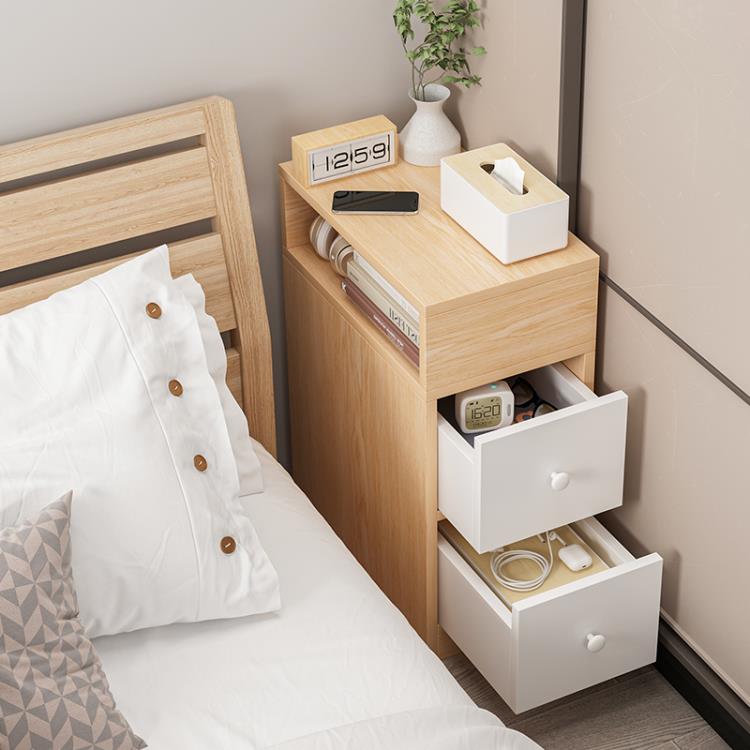 床頭櫃 超窄床頭櫃迷你小型簡易款現代簡約臥室收納床邊實木色小尺寸櫃子 三木優選