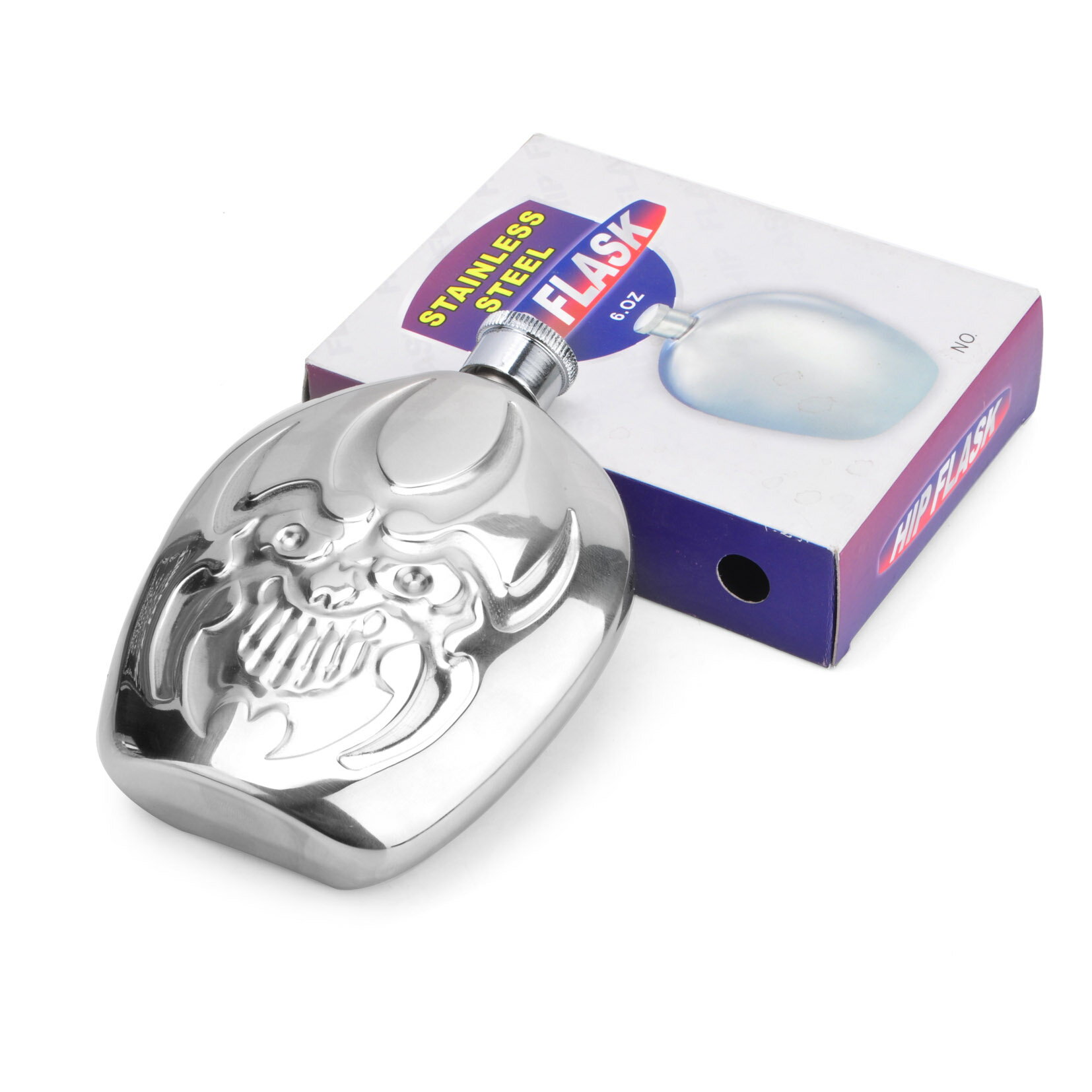 創意6盎司不銹鋼個性鬼臉酒壺隨身便攜酒壺戶外酒具送漏斗 2