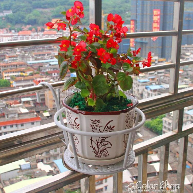 鐵藝陽臺花架欄桿花架護欄掛式花盆架懸掛吊籃架家用 YYP 現貨8折特惠