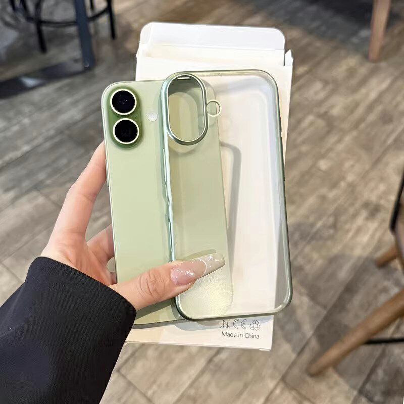 【喜挖】好配鼠尾草綠適用於iPhone17手機殼新款輕薄磨砂電鍍蘋果17啞光透明簡約邊框高級感防摔硬套男女