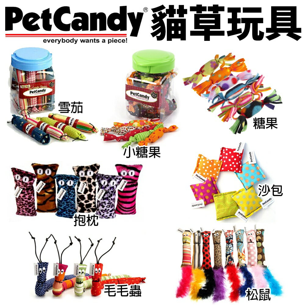 PetCandy 貓草玩具 糖果 雪茄 沙包 抱枕 松鼠 毛毛蟲 耐磨 貓玩具 隨機出貨不挑款『WANG』