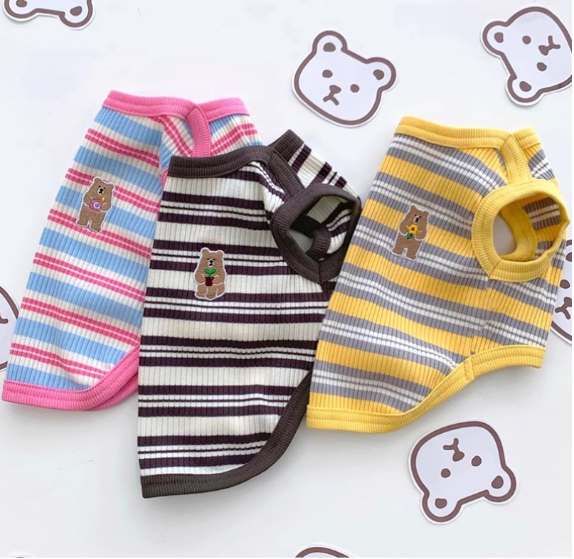 寵物衣服條紋熊背心泰迪比熊博美小型幼犬貓貓咪狗狗衣服秋冬款【步行者戶外生活館】