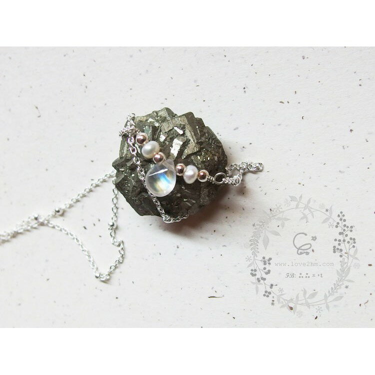 好眼淚/月光石/淡水珍珠/晶石鍊墜/925純銀珠鍊/ [晶晶工坊-love2hm]