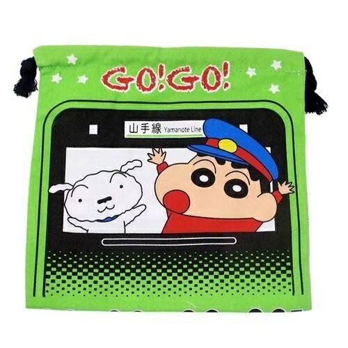 【震撼精品百貨】蠟筆小新 Crayon Shin-chan 日本鐵道系列棉質縮口袋/收納袋-山手線#29861 震撼日式精品百貨