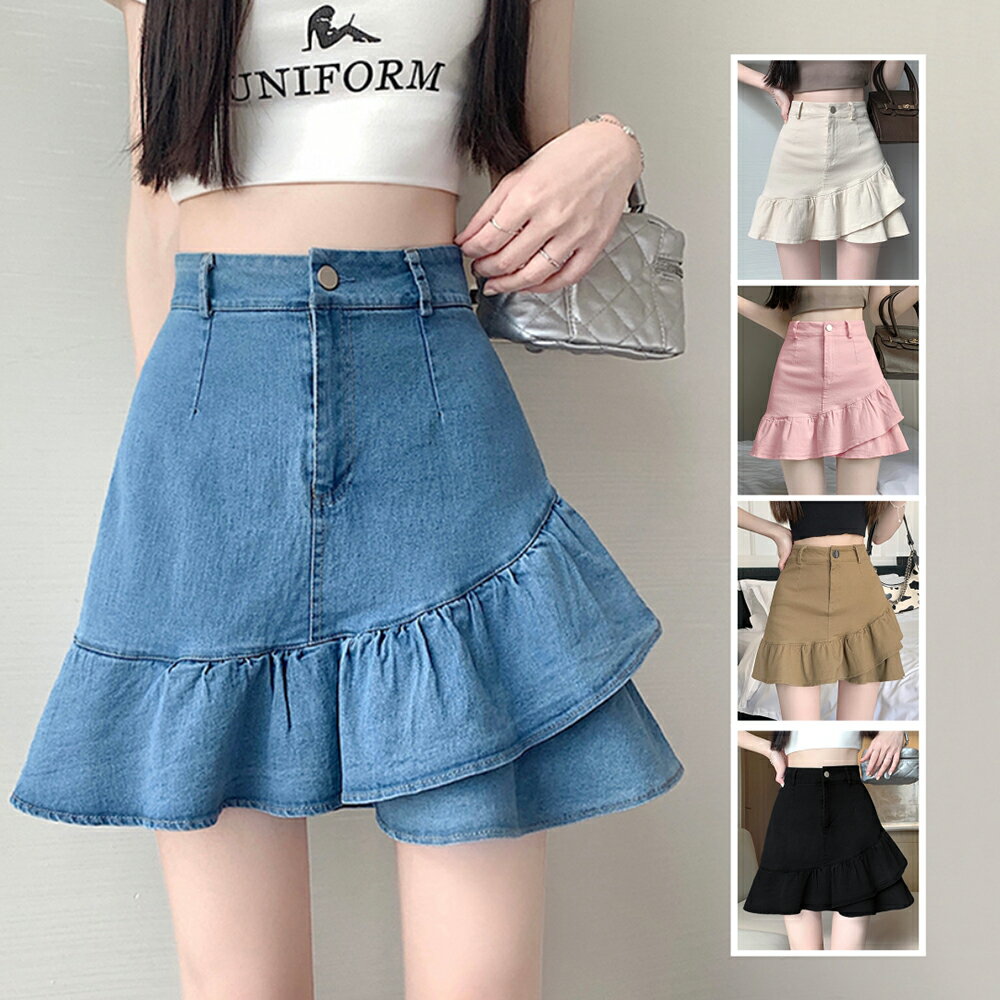 ＊ORead＊彈力荷葉邊褲裙短裙(5色S~XL)