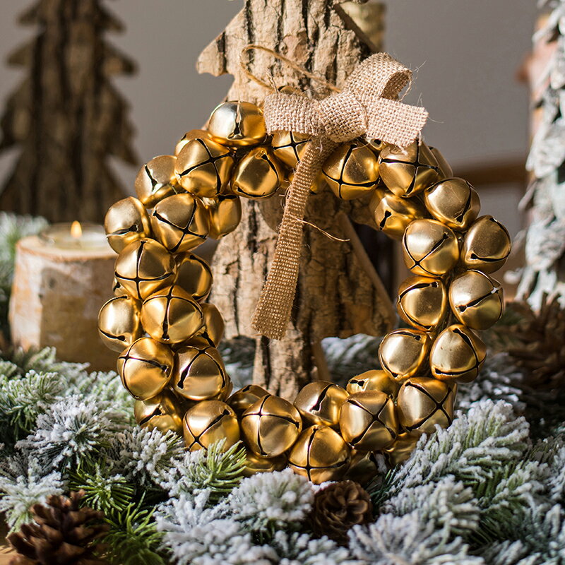 掬涵 Jingle Bells鈴鐺花環風鈴串圣誕節裝飾掛件擺件掛飾吊飾