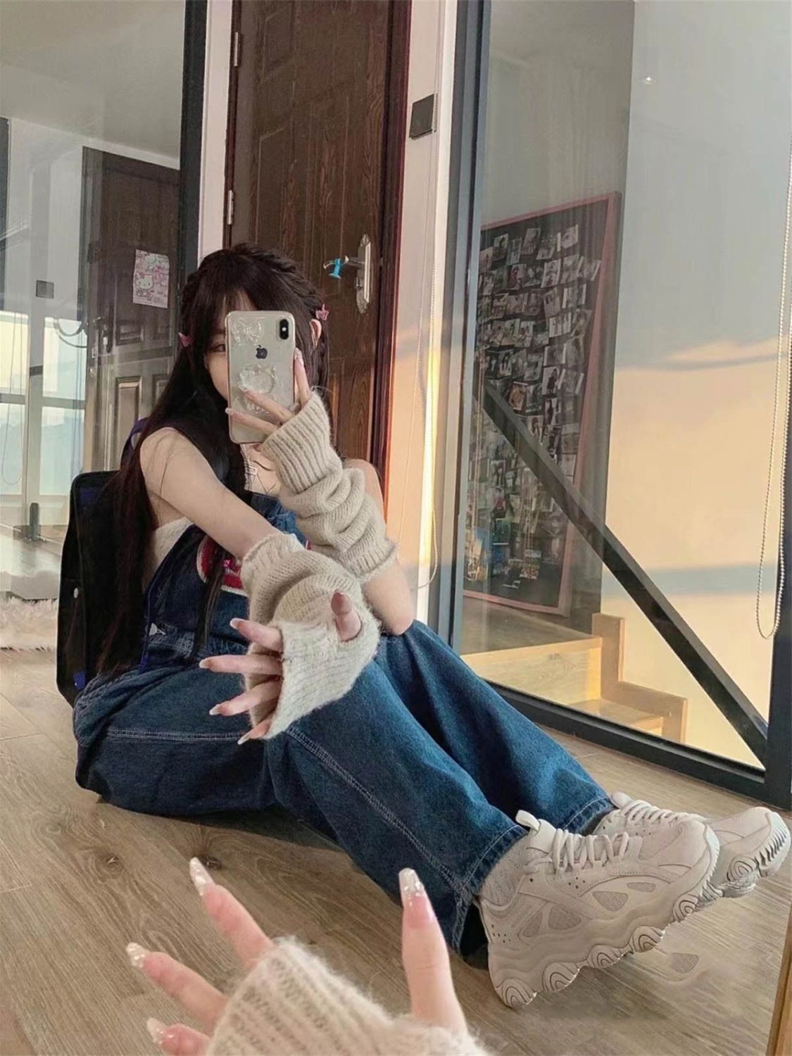 連身褲裝女美式復古潮牌設計感寬松工裝褲牛仔褲高腰顯瘦直筒闊腿長褲夏季