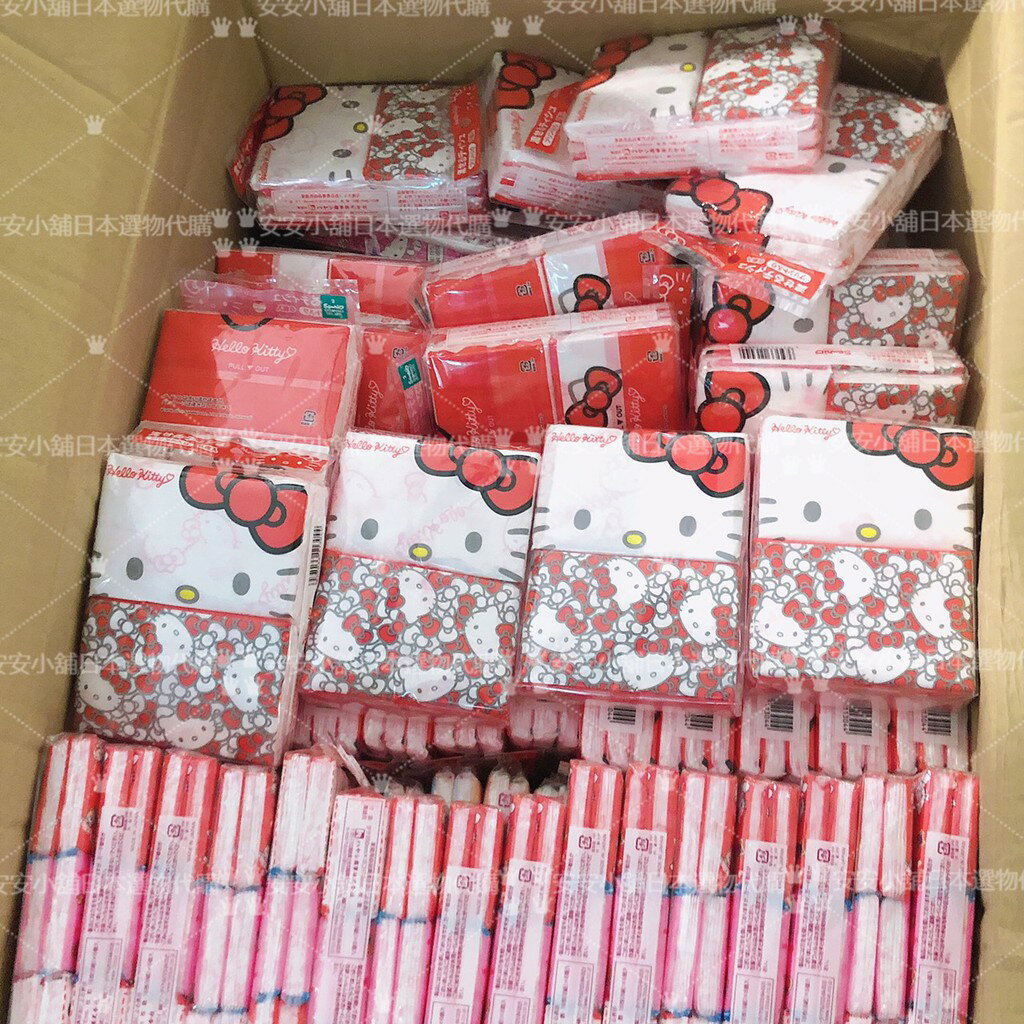 日本原裝 三麗鷗 Hello kitty 凱蒂貓大臉蝴蝶結袖珍包面紙6包入 kitty袖珍面紙