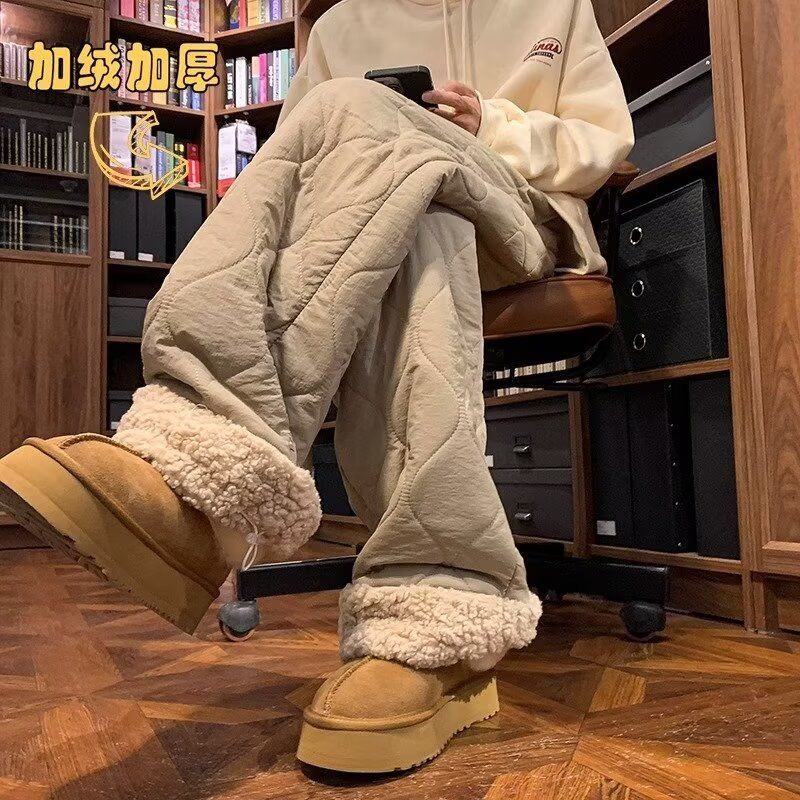 2024新款防寒保暖外穿羊羔絨羽絨褲男女加厚東北過冬極寒棉褲子