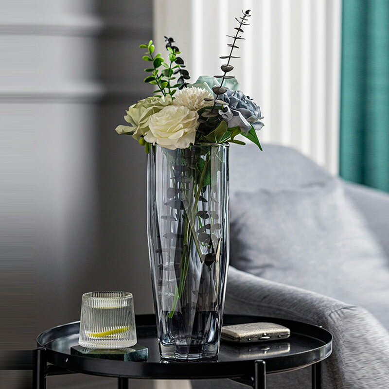 玻璃花瓶透明水養富貴竹百合花瓶擺件客廳插花干花北歐家用特大號