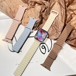 蘋果手錶雙色系列磁吸矽膠錶帶 Apple Watch 磁吸錶帶 S8 S7 S6 SE 矽膠錶帶 41mm 40mm 4