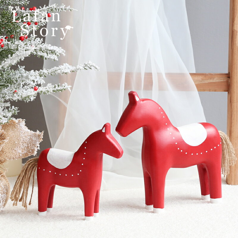 圣誕節裝飾北歐ins風節日氛圍桌面木馬擺件 迷你小圣誕樹裝飾用品