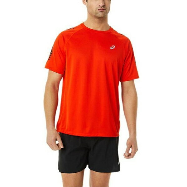 Asics [2011B055-801] 男 短袖 上衣 跑步 運動 健身 訓練 快乾 舒適 海外版 亞瑟士 紅
