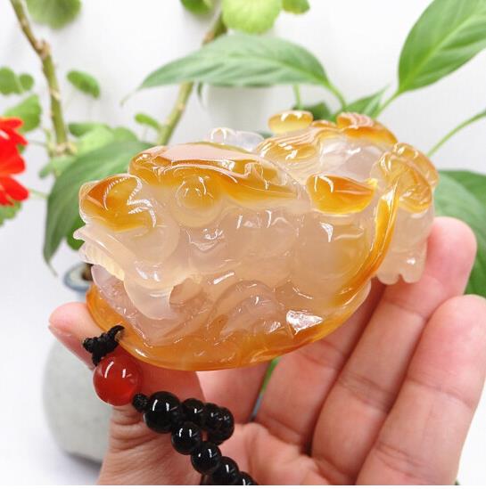 天然玉髓貔貅手把件 瑪瑙玉石招財文玩珠寶玉把玩原石擺件男女款