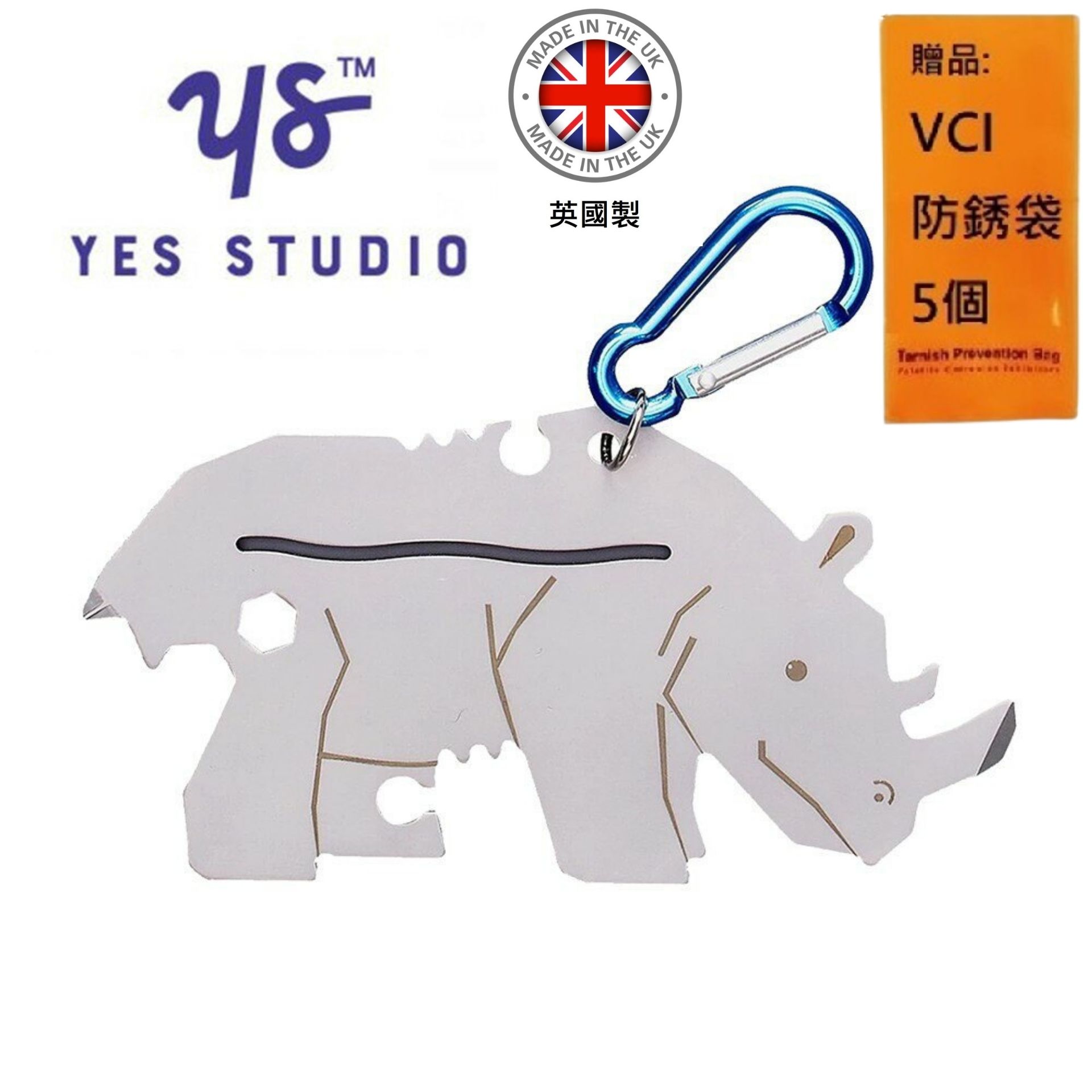 【YES STUDIO】7合1黑犀牛造型隨身工具卡 超酷的黑犀牛造型工具卡