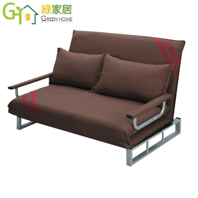 【綠家居】伊邦德簡約風透氣棉麻布雙人展開式沙發椅/沙發床(二色可選)