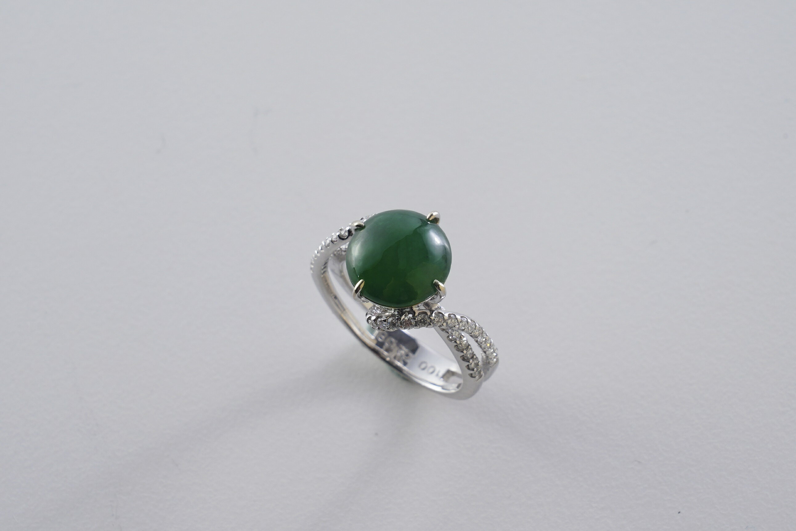 JHK天然翡翠濃豔翠綠18K真鑽戒子 0