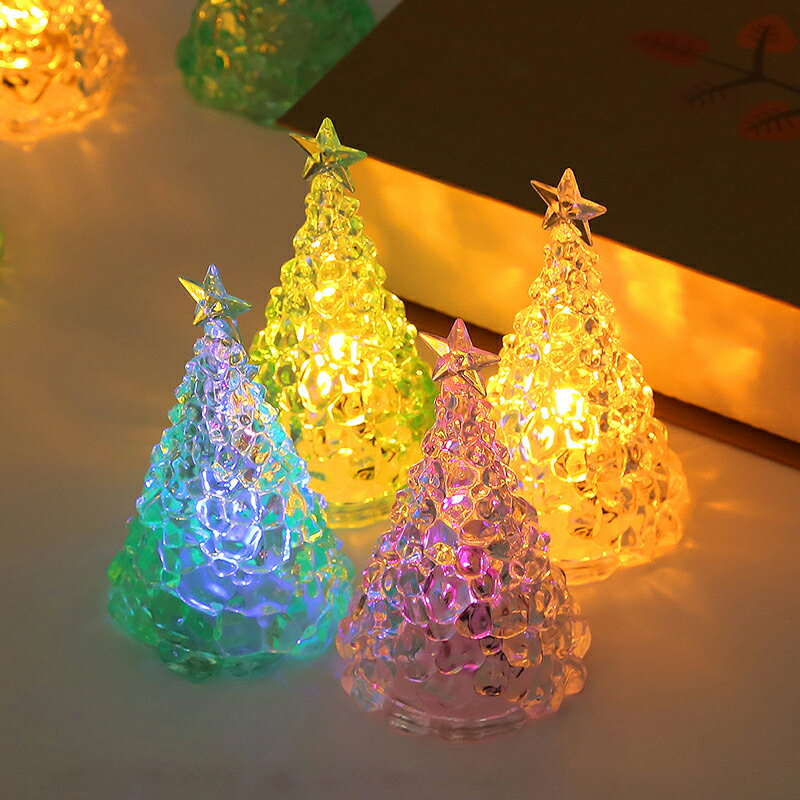 LED 星星聖誕樹燈飾 水晶樹 聖誕節 造型燈 裝飾燈 擺飾燈 小夜燈 耶誕節 居家佈置 派對 擺飾擺件【BlueCat】【XM0702】