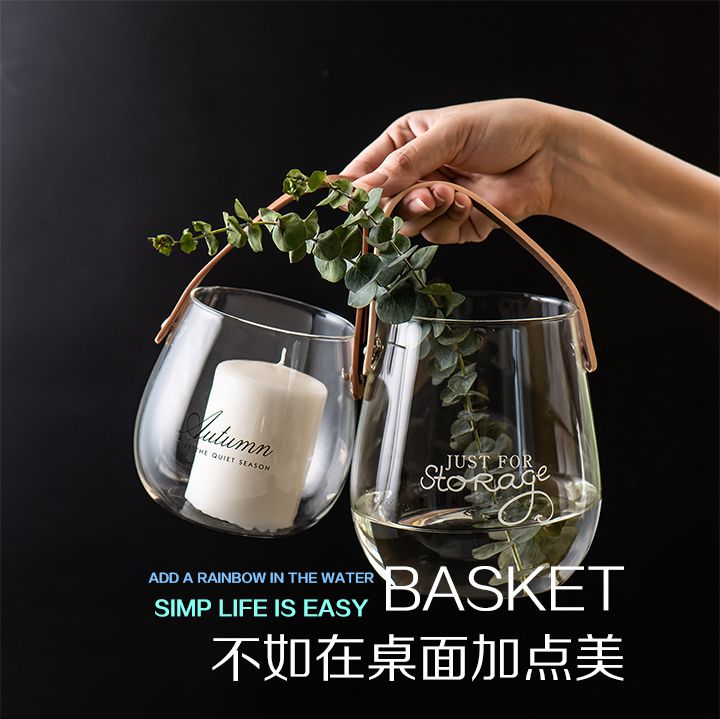 Ins手提玻璃瓶英文字母花盆創意家用插花瓶收納罐子臺面花瓶籃子 協貿國際日用品生活6館 樂天市場rakuten