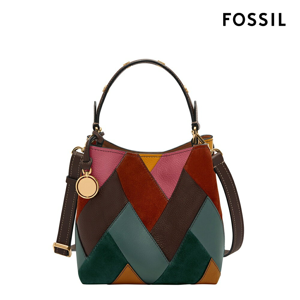 送禮首選★FOSSIL Jessie 真皮水桶包-彩色拼接 ZB11061186【美國時尚品牌】 附防塵袋+提袋【全館滿額折價★FOSSIL全系列包夾送美妝蛋】
