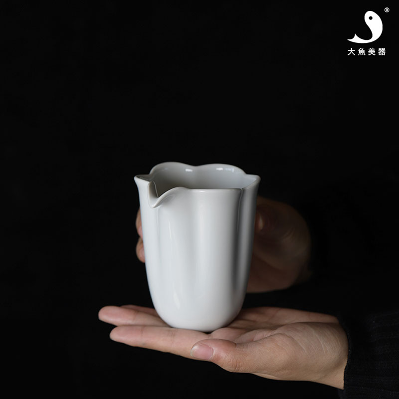大魚美器陶瓷公道杯景德鎮手工日式簡約草木灰釉功夫茶具茶海勻杯1入