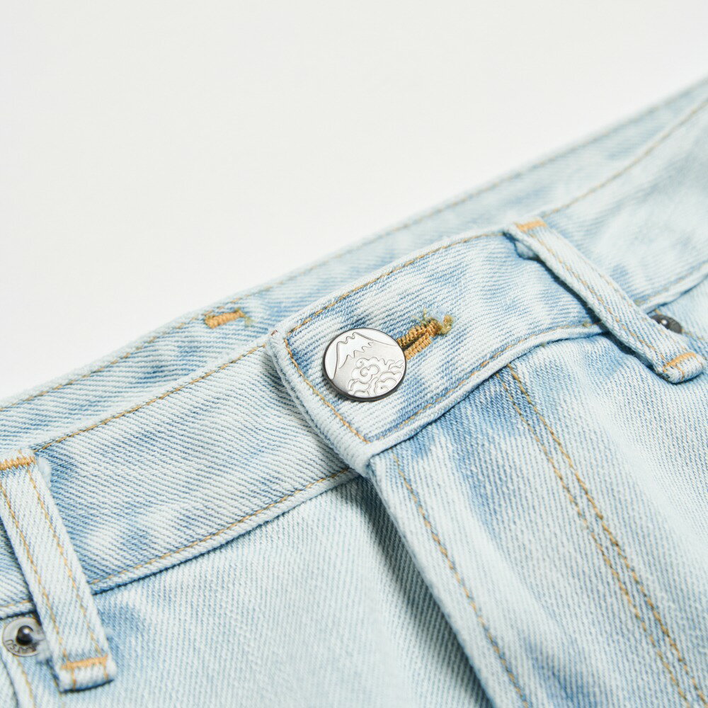 EDOKATSU江戶勝 男款 石洗雪花丹寧直筒褲 (重漂藍) 2