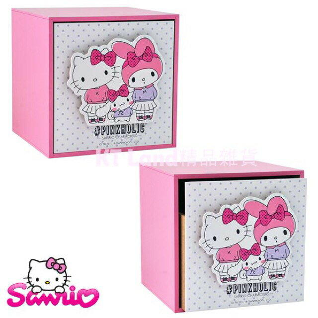 真愛日本 18031900001 直式單抽屜盒-綜合PINKHOLIC桃 kitty凱蒂貓 抽屜櫃 收納櫃 木製
