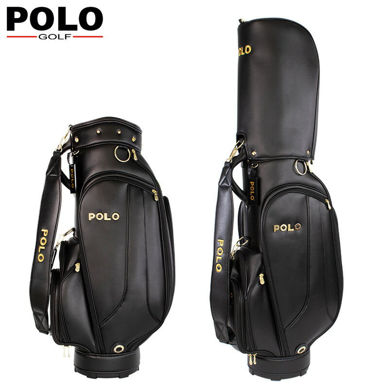 POLO高爾夫球包男士黑色PU皮標準包 全套球桿包GOLF 球桿袋