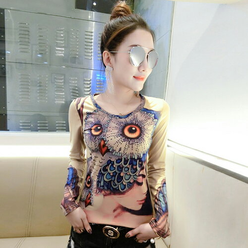 印花修身打底衫(圖片色S~3XL)【OREAD】【限定加碼✿全館滿額再折】