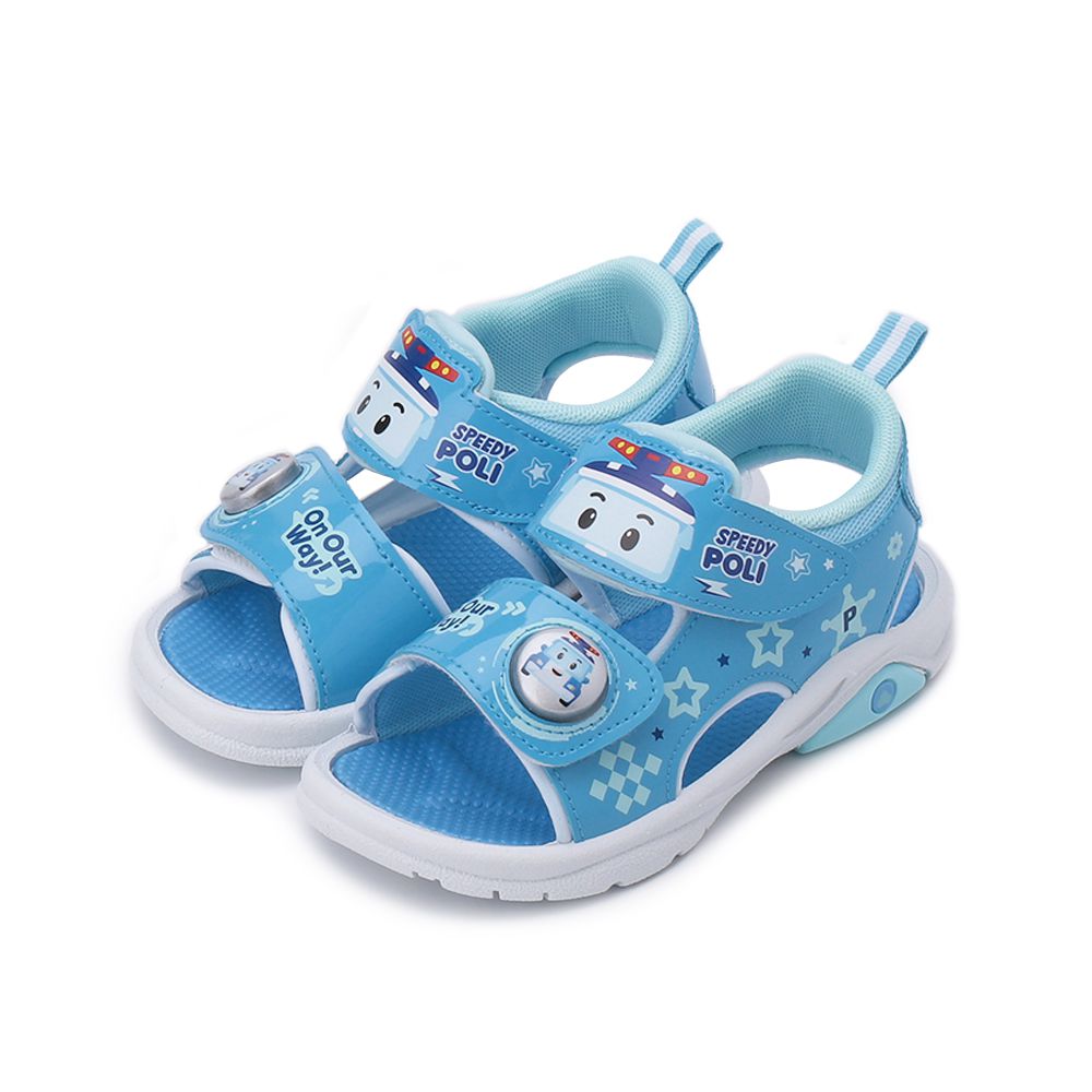 救援小英雄 波力電燈魔鬼氈涼鞋 藍 POKT54466 中童鞋