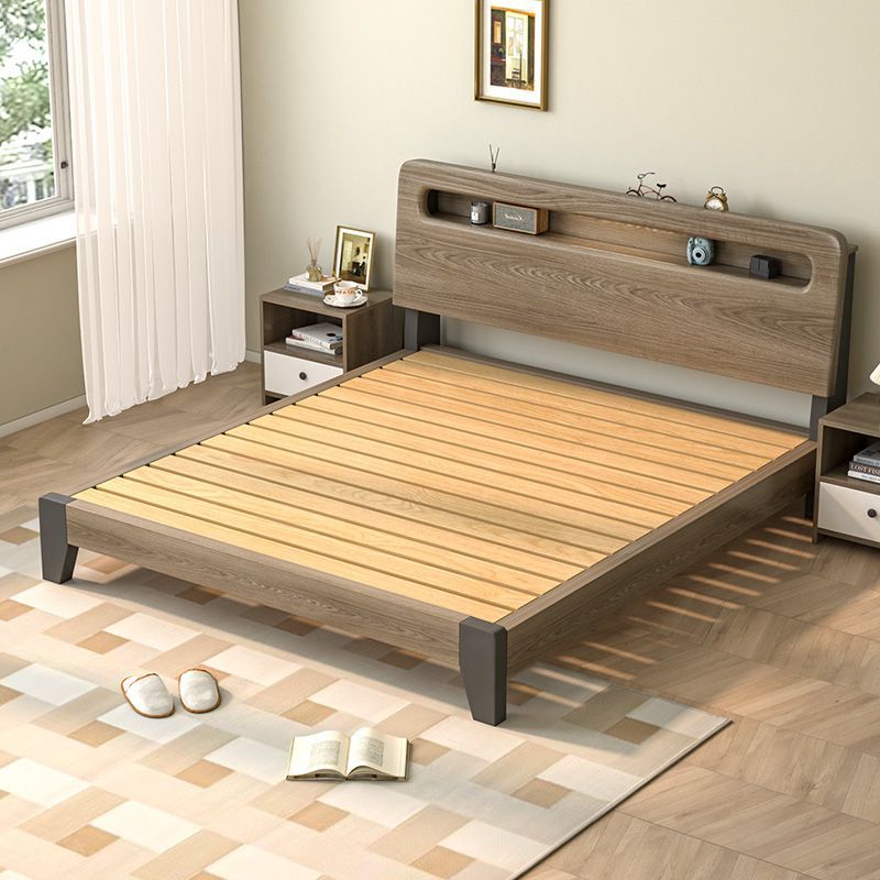 實木床1.5雙人床家用現代簡約出租房屋用1米2單人儲物經濟型床架