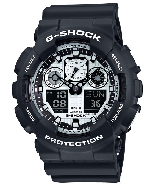 CASIO G SHOCK 重型機械感層次立體潮流錶 騎士黑 GA-100BW-1A 41.2mm