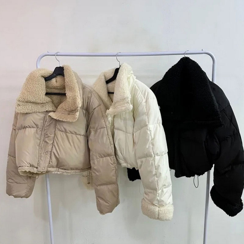 ANNAS 正韓兩面穿羊羔毛外套 大翻領短版羽絨外套 加厚保暖 泰迪熊外套 高領大衣 毛毛外套 韓國熱賣特價 5