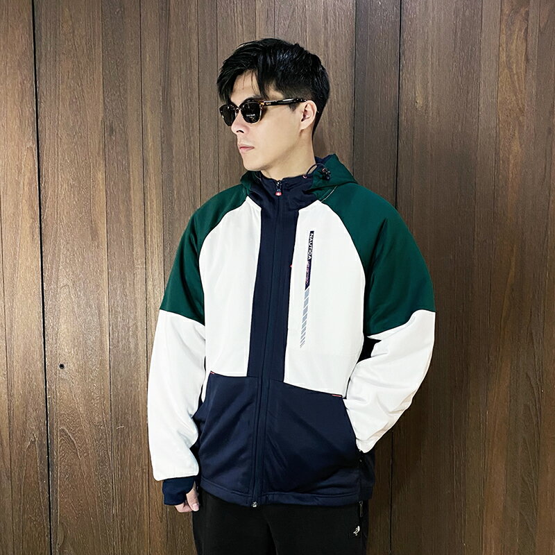 美國百分百【全新真品】NAUTICA 連帽外套 鋪棉 保暖 男款 帆船牌 logo 夾克 白色 DA03