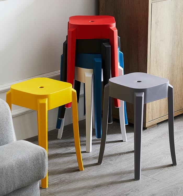 樂天優選~塑料凳子加厚成人家用餐桌高板凳現代簡約時尚創意北歐方圓凳椅子 LX-青木鋪子