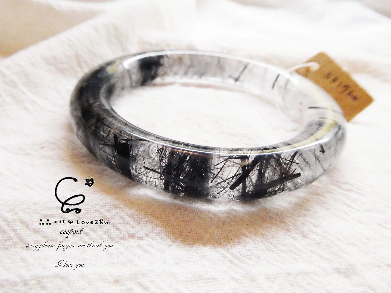 黑髮晶手鐲內徑53mm 黑髮晶 水晶手鐲 晶晶工坊-love2hm 92612